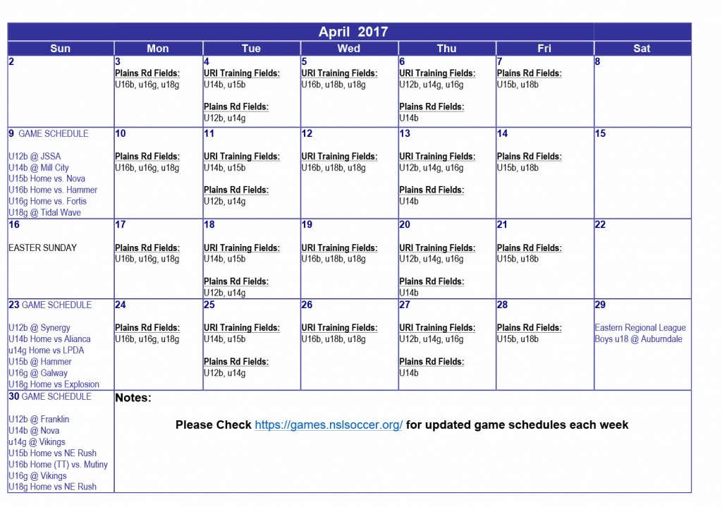 Microsoft Word - April- May Training & Game Schedule.docx